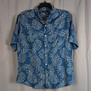 Simply Southern Blue Pineapple Casual Button Down Shirt